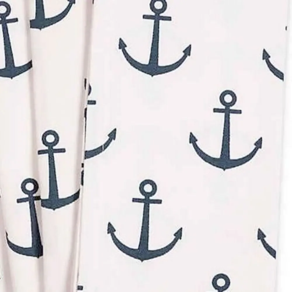 Fete White Napkins Set of 4 Navy Anchors Cotton 20x20